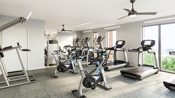 Cardio Studio Equipment at Link Apartments® Montford, North Carolina